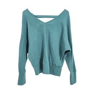 Just Be Teal Blue V-Neck Long Sleeve Top Womens Plus Size 2X